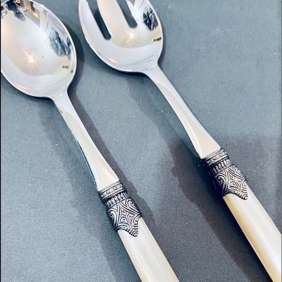 EME Italian Cutlery- Salad Serving Set- 18/10 Stainless Steele & Mother of Pearl - Picture 2 of 5